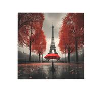 Vibrant Brick Puzzle Building Blocks for Creative Fun DIY Jigsaw Desk Decor Eiffel Tower with Red Umbrella Print