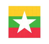 Vibrant Brick Puzzle Building Blocks for Creative Fun DIY Jigsaw Desk Decor Flag of Myanmar Print