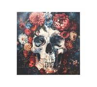 Vibrant Brick Puzzle Building Blocks for Creative Fun DIY Jigsaw Desk Decor Floral Skull Print