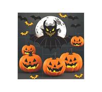 Vibrant Brick Puzzle Building Blocks for Creative Fun DIY Jigsaw Desk Decor Halloween Moon Bat Pumpkin Print