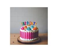 Vibrant Brick Puzzle Building Blocks for Creative Fun DIY Jigsaw Desk Decor Happy Birthday Cake Print