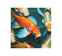 Vibrant Brick Puzzle Building Blocks for Creative Fun DIY Jigsaw Desk Decor HD Japanese Koi Fish Print