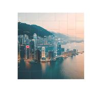 Vibrant Brick Puzzle Building Blocks for Creative Fun DIY Jigsaw Desk Decor Hong Kong Print