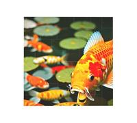 Vibrant Brick Puzzle Building Blocks for Creative Fun DIY Jigsaw Desk Decor Japanese Pretty Koi Fish Print