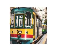Vibrant Brick Puzzle Building Blocks for Creative Fun DIY Jigsaw Desk Decor Lisbon Tram Print