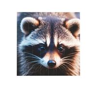 Vibrant Brick Puzzle Building Blocks for Creative Fun DIY Jigsaw Desk Decor Little Raccoon Face Print