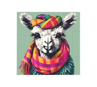 Vibrant Brick Puzzle Building Blocks for Creative Fun DIY Jigsaw Desk Decor Llama in A Scarf Print