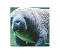 Vibrant Brick Puzzle Building Blocks for Creative Fun DIY Jigsaw Desk Decor Manatee Animals Calf Print