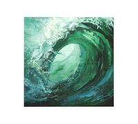 Vibrant Brick Puzzle Building Blocks for Creative Fun DIY Jigsaw Desk Decor Ocean Green Wave Surf Print