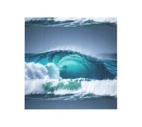 Vibrant Brick Puzzle Building Blocks for Creative Fun DIY Jigsaw Desk Decor Ocean Wave Print