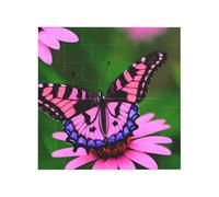 Vibrant Brick Puzzle Building Blocks for Creative Fun DIY Jigsaw Desk Decor Pink Flower Butterfly Print