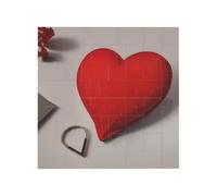 Vibrant Brick Puzzle Building Blocks for Creative Fun DIY Jigsaw Desk Decor Romantic Red Heart Print