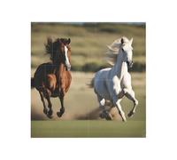 Vibrant Brick Puzzle Building Blocks for Creative Fun DIY Jigsaw Desk Decor Running Horses Print