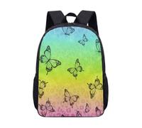 Vibrant Butterfly 17 Inch Backpack, Leopard Print Cartoon School Bag for Girls Kids, Whimsical Fairy Tale Travel Pack (01)