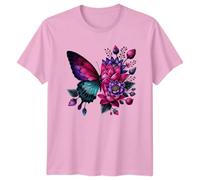 Vibrant Butterfly Floral Nature Mens T-Shirt Womens Graphic Tee Apparel 2XL Light Pink