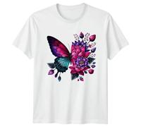 Vibrant Butterfly Floral Nature Mens T-Shirt Womens Graphic Tee Apparel M White