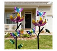 Vibrant Butterfly Garden Wind Spinners - 46 Inch 3D Yard Decor Colorful Wind Sculptures for Outdoor Decoration for Family & Friends (2 Packs)
