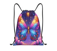 Vibrant Butterfly In Starry Night Sky String Backpack String Bags Waterproof Unisex Gym Bag For Picnic Women Storage 36X42Cm