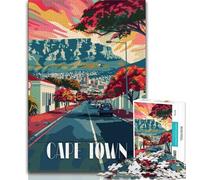 Vibrant Cape Town Streets Puzzles for Adults Teens 1000 Pieces,Stress Reliever Staycation Kill Time with Matching Poster And Trivia Sheet 75x50cm