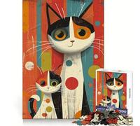 Vibrant Cat Dots Jigsaw Puzzle 1000 Piece for Adults Cognitive Workout Casual Enjoyment No Rough Edges Memorable Gift (50x75cm)