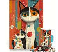 Vibrant Cat Dots Jigsaw Puzzles 1000 Mental Focus Game Precision Cut Smooth Edges Meaningful Connection Building Game (50x75cm)