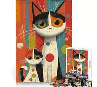 Vibrant Cat Dots Jigsaw Puzzles1000 Pieces Logic Practice Calm Distraction Clean Edges Festive Present (38x52cm)
