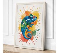 Vibrant Chameleon Splash Canvas Wall Art Print 18x12 Inch (46 x 30 cm)