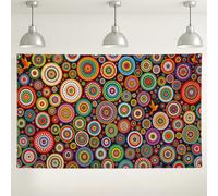 Vibrant Circles Wall Backdrop, Colorful Round Patterns Decorative Backgrounds, Fun Indoor/Outdoor Photo Booth Supplies for Parties, Celebrations 71x43 Inch