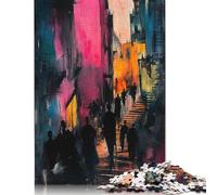 Vibrant City Alley - Expressive Urban Street Scene Puzzles for Adults 1000 Pieces Paper Puzzles for Teenagers Gifts Educational Game for Adult Teenagers 38x26cm/1000pcs