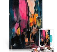 Vibrant City Alley - Expressive Urban Street Scene1000 Piece Jigsaw Puzzles for Adults Jigsaw DIY Toys Birthday Gift 38x26cm
