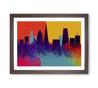 Vibrant City Skyline Art Vol.1 Abstract Framed Print | A3 Walnut Framed Wall Art | Ready to Hang | Abstract Cityscape Picture | Living Room Bedroom Lounge Office