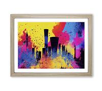 Vibrant City Skyline Art Vol.2 Abstract Framed Print | A2 Oak Framed Wall Art | Ready to Hang | Abstract Cityscape Picture | Living Room Bedroom Lounge Office