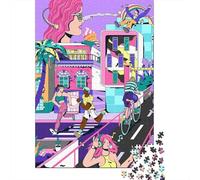Vibrant Cityscape with Active People Jigsaw Puzzle 1000 Pieces, Metropolitan Building Scene, Weekend Hobby, Matte Printed Jigsaw, for Home Décor Fans, 38x26cm/1000pcs