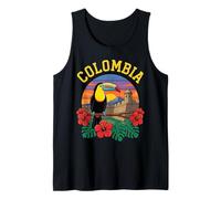 Vibrant Colombia Toucan and Tropical Flower Tank Top