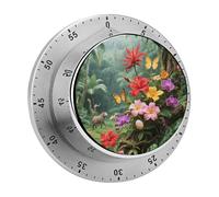 Vibrant Color Flower Blossom Kitchen Timer 60 Minute Visual Wind Up Timers Indoor Mechanical Timers with Magnetic Base Stainless Steel Timer for Home Cooking Time Management Tool