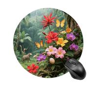 Vibrant Color Flower Blossom Mouse Pad Round Laptop Mouse Mat Cute Computer Mousepad Keyboard Pad Non-Slip Desk Pads for Gaming Office Work Home