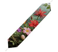 Vibrant Color Flower Blossom Table Runner for Dining Table, Short Plush Runners Washable & Durable Tablerunner Modern Home Decor for Wedding, Kitchen, Holiday 229*33cm