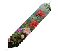 Vibrant Color Flower Blossom Table Runner for Dining Table, Short Plush Runners Washable & Durable Tablerunner Modern Home Decor for Wedding, Kitchen, Holiday 178*33cm