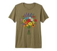 Vibrant Color Wildflower Bouquet Floral Subtle Pride Month Premium T-Shirt