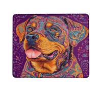 Vibrant Colorful Dog Design Mouse Pad, Violet Artistic Pattern Non-Slip Mousepad for Home Office Gaming, Decorative Animal Theme Computer Accessory Square 8x10 Inch