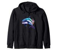 Vibrant Colorful Dolphin Ocean Marine Life Swimmer Zip Hoodie