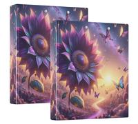 Vibrant Colorful Flower 3 Ring Binders 1 1/2 Inch Hold 200 Sheets Designer Notebook Folders Round Ring Playbill Binder, 12.4x10.63x2.36inch, 1 Pack