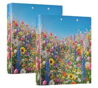 Vibrant Colorful Flowers Garden Binders 1.5 Inch 3 Ring Hold 200 Sheets Cute Folders Portfolio Floral Round Ring View Binder, 12.4x10.63x2.36inch, 1 Pack