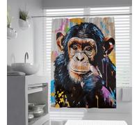 Vibrant Colorful Gorilla Monkey Thinking Graffiti Shower Curtain 160x200cm