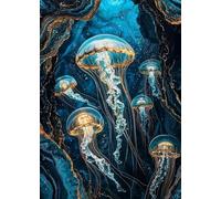 Vibrant Colorful Jellyfish Marine Wildlife Posters Nautical Coral Prints Canvas Painting Wall Art Picture Home Living Room Decor 21x30cm No Frame