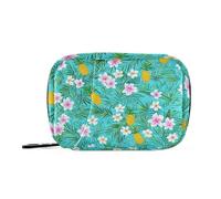 Vibrant Colorful Pineapples Palm Blue Medicine Bag with Detachable Compartments Attachable bagsorganizer Zipper case