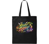 Vibrant colorful stay sharp graffiti design Natural Cotton Tote Bag Black