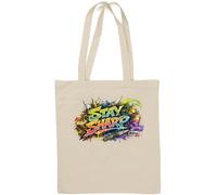 Vibrant colorful stay sharp graffiti design Natural Cotton Tote Bag White