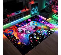 Vibrant Colorful Video Game Carpet Rugs for Gamer Kids Boys Mens Room Bedroom Decor, Cool Gamepad Controller Area Rug Under Desk Table Chair Sofa, Washable Teens Bedside Floor Rug Mat 160x200cm
