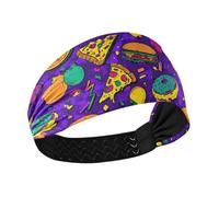 Vibrant Colors Fruit Burger Pizza Colorful Moisture Wicking Summer Headbands for Women Elastic Head for Women for Washing face Daily use Running Athletic Sports
